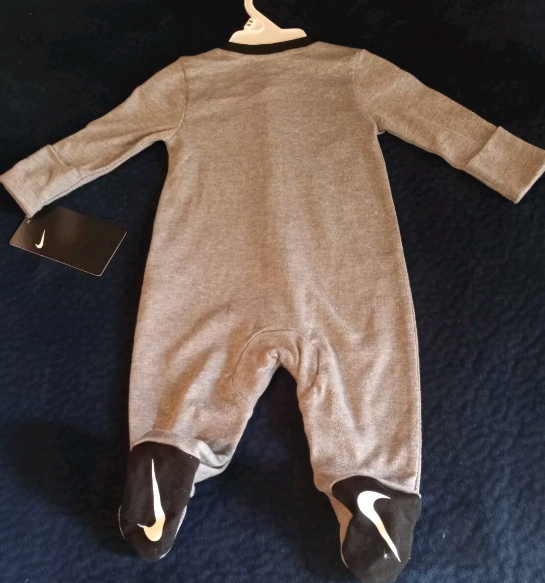 Nike Baby Boys Striped Footed Coverall Dark Gray Heather Sz 3M – NWT