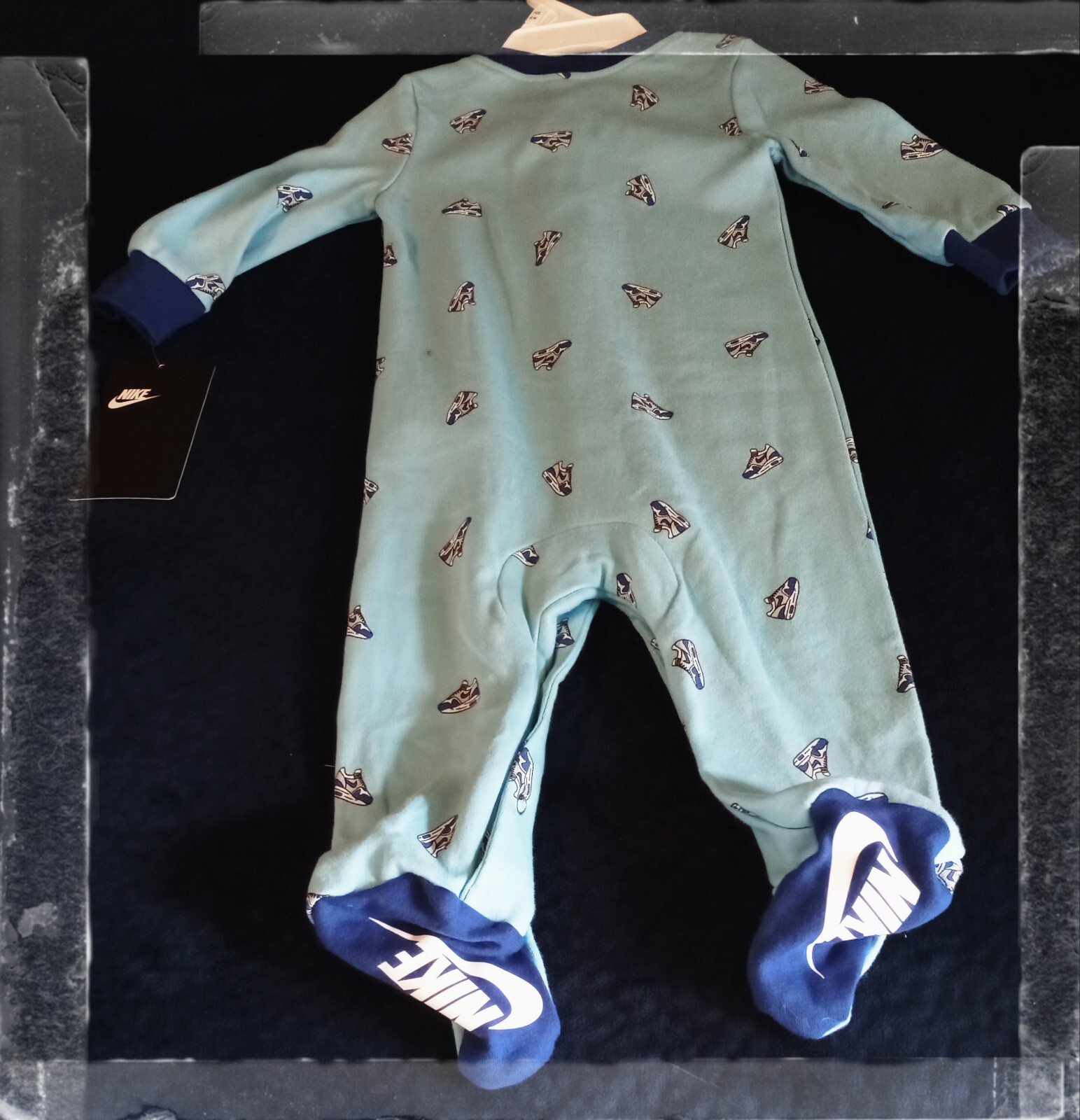 Nike Baby Boy Footed Coverall ~ Blue & White ~ NEW 3 months.