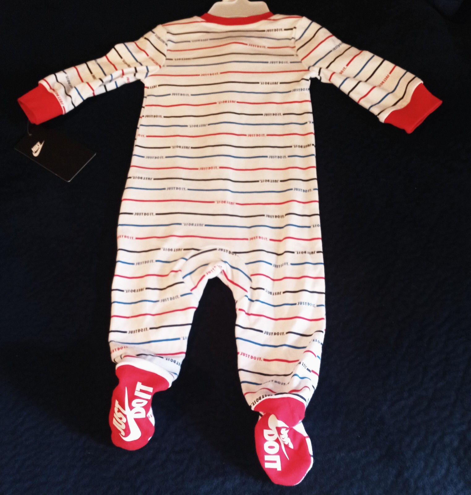 Nike Baby Boy Coverall ~ White, Red & Blue ~ 3 Months New.
