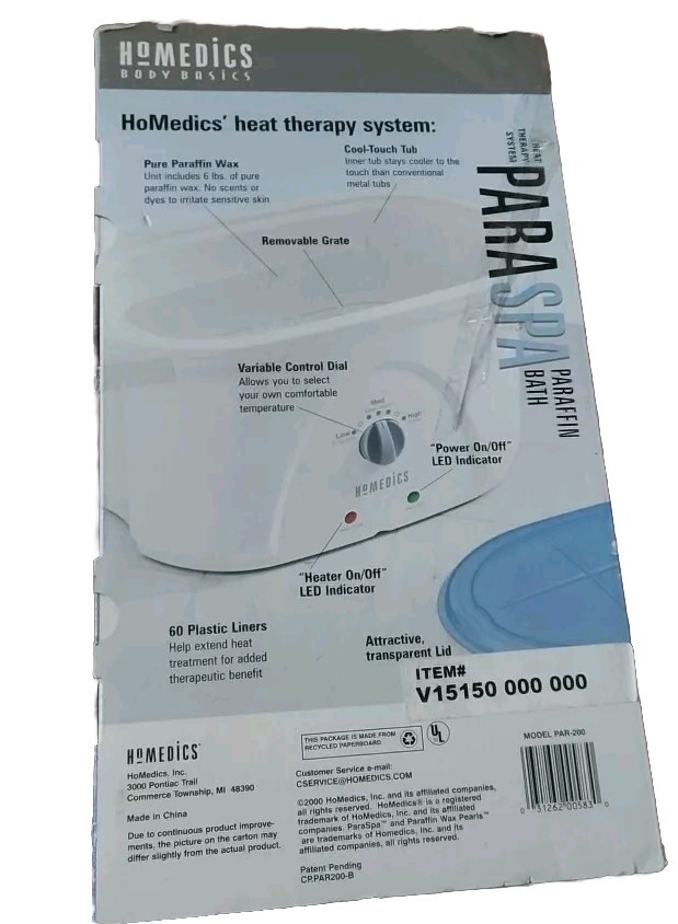 HoMedics PAR200 ParaSpa Deluxe Paraffin Bath – Same Day Shipping Open Box.