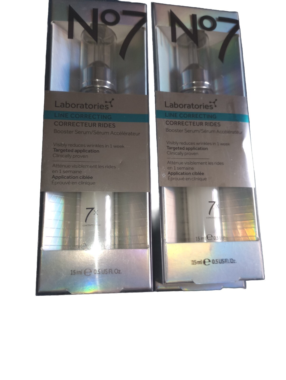 2-Pack – No7 Laboratories Line Correcting Booster Serum 0.5oz (15ml) each – NEW!