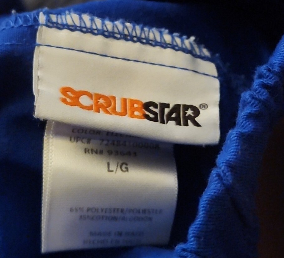 Scrubstar Women’s Scrub Pants Core Essentials Elastic Waist Band Blue Size LG .