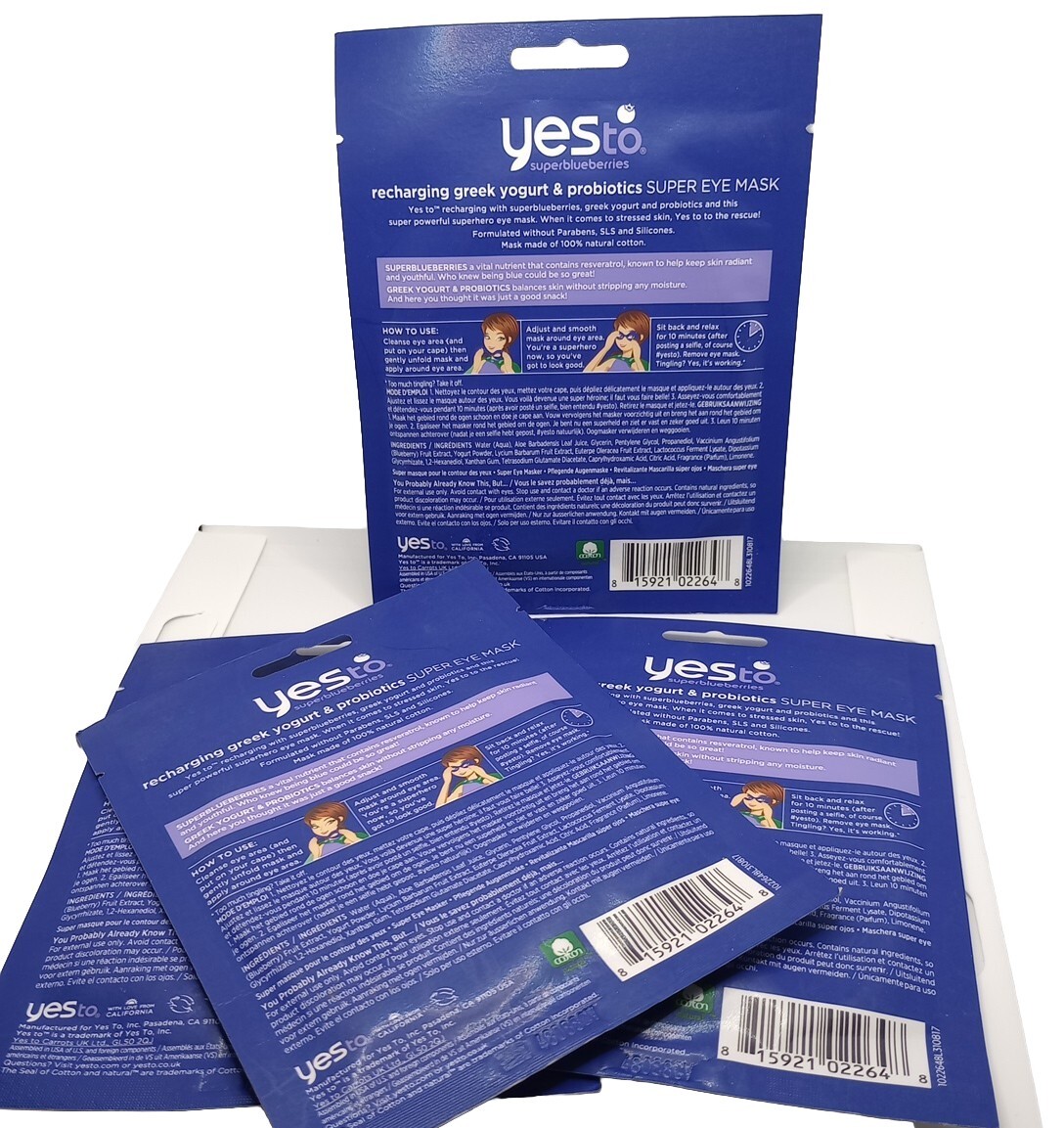 Yes To Super Blueberries Recharging Greek Yogurt & Probiotics Super Eye Mask 4Pk