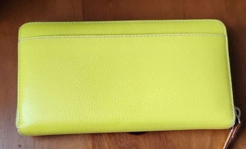 Kate Spade Wellesley Limoncello Leather Zip Continental Wallet Zipper Yellow Zip