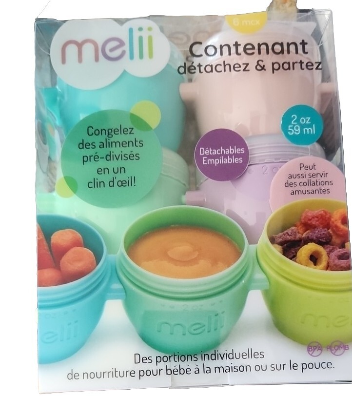 Melii Snap & Go Baby Food Freezer Storage Containers & Snack Containers-Set of 6