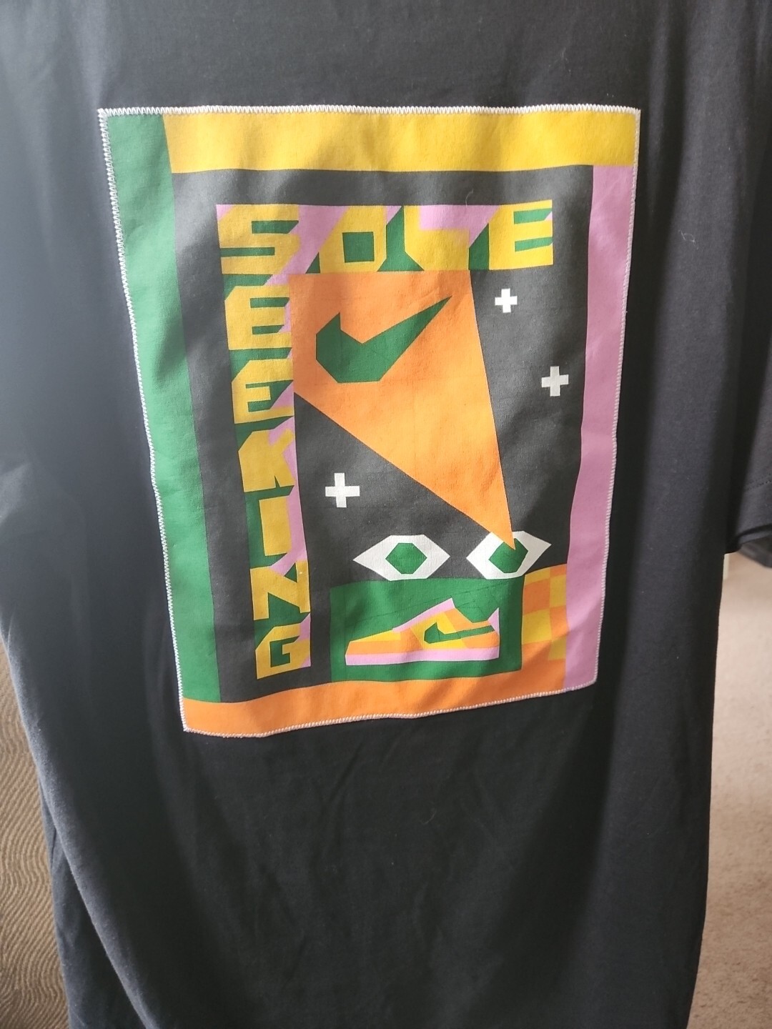 Nike Men’s Sz-M Sportswear Graphic Print  T-shirt Black Tee Pullover 100% Cotton