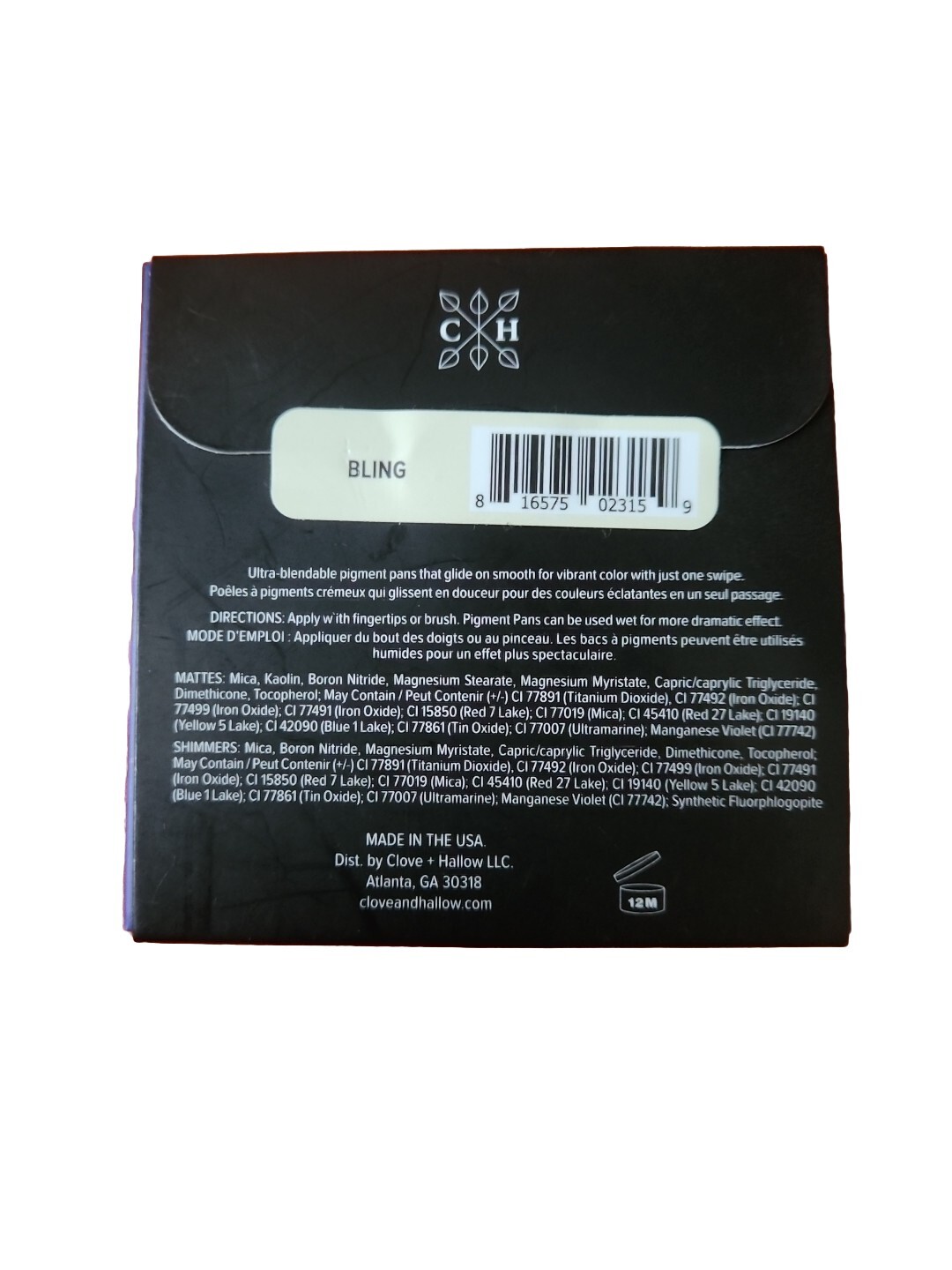 CLOVE + HALLOW PRESSED MINERAL FOUNDATION BLING 0.3 OZ NWB.