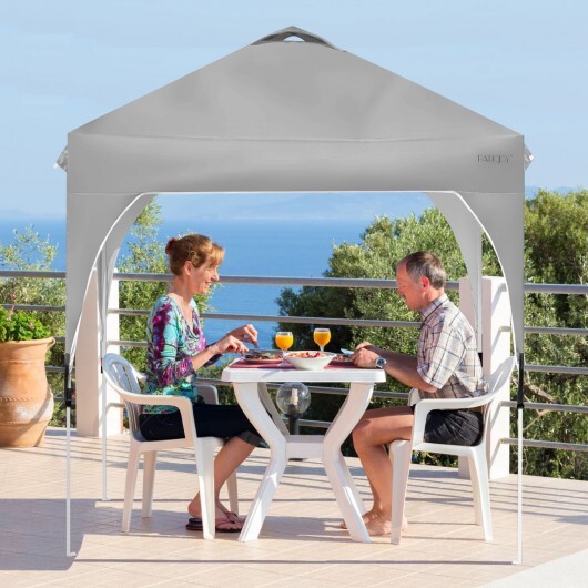 6.6 x 6.6 Feet Outdoor Pop Up Height Adjustable Canopy Tent with Roller Bag-Gray – Color: Gray