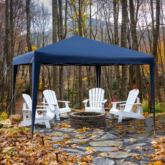 10 x 10 Feet Outdoor Pop-up Patio Canopy for  Beach and Camp-Blue – Color: Blue