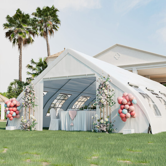 20 x 40 FT Peach Shaped Party Tent Wedding Canopy with Zipper Doors-White – Color: White