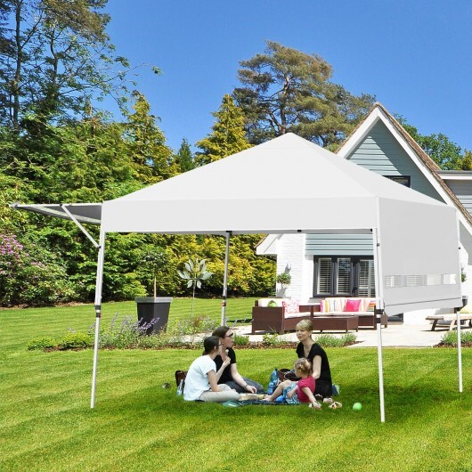 17 Feet x 10 Feet Foldable Pop Up Canopy with Adjustable Instant Sun Shelter-White – Color: White